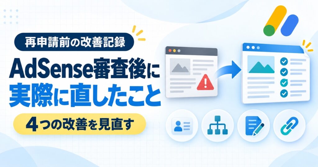 AdSense審査後、再申請前に4つの改善を見直した記録