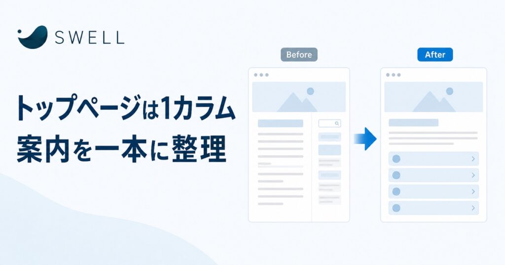 SWELLのトップページを1カラムへ変更した理由