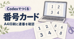 Codexで番号カードを作り、A4印刷と連番を確認する記事のアイキャッチ